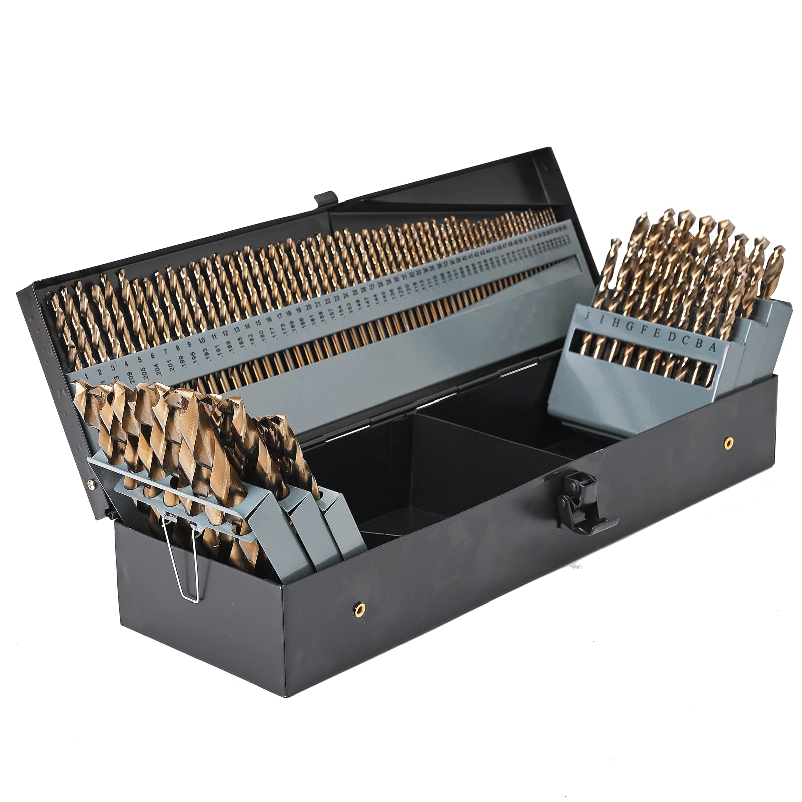 M35 5% Cobalt Drill Bits Set 115PCS (1/16"-1/2", A-Z, 1-60), Straight Shank Jobber Drill Bits, Metal HSS Twist Drill Bits for Stainless Steel Hard