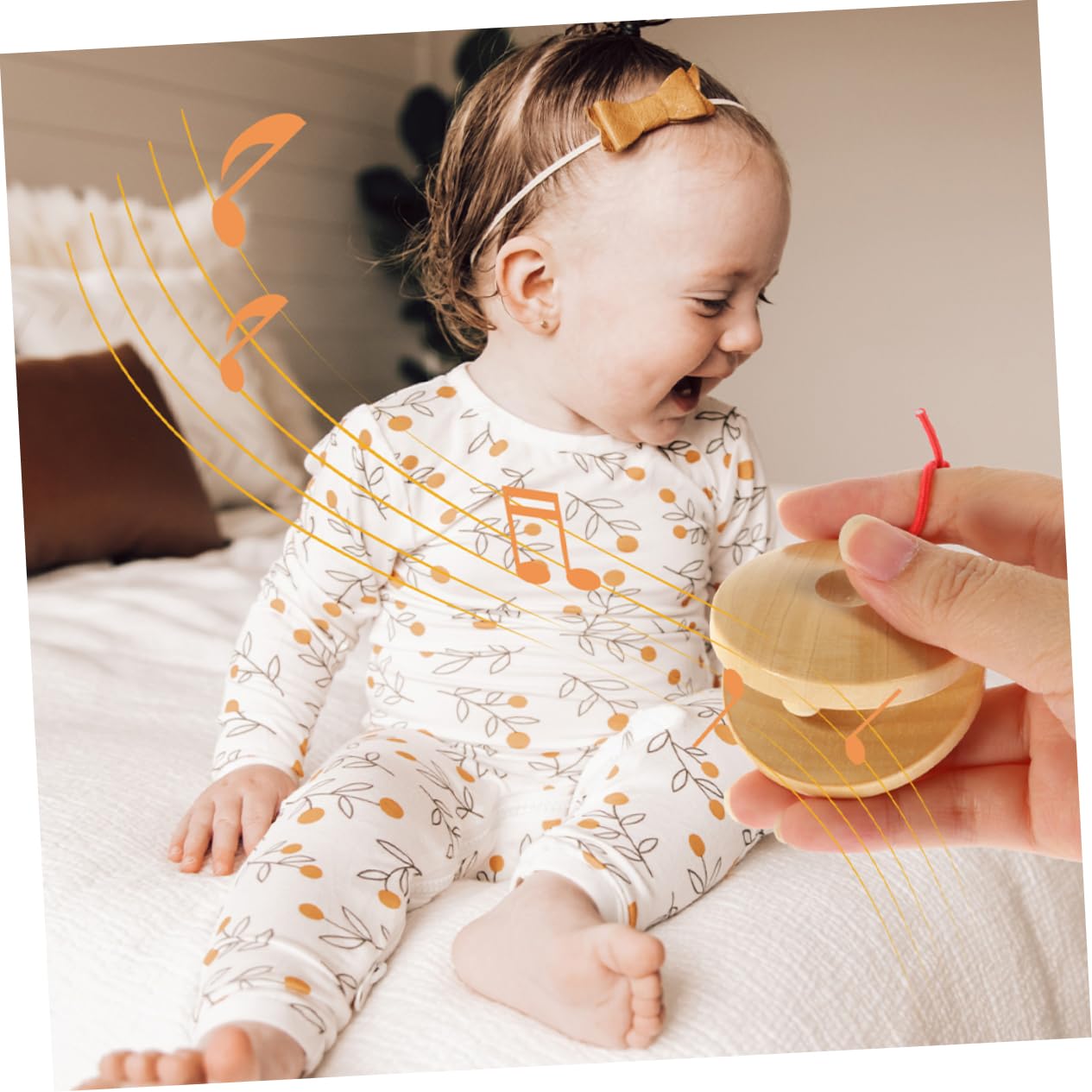 HANABASS 3sets 6pcs Wooden Castanets for Natural Schima Superba Fun Musical Instruments for Early Education Rhythm Play for Childrens Music Development 6pcs*3