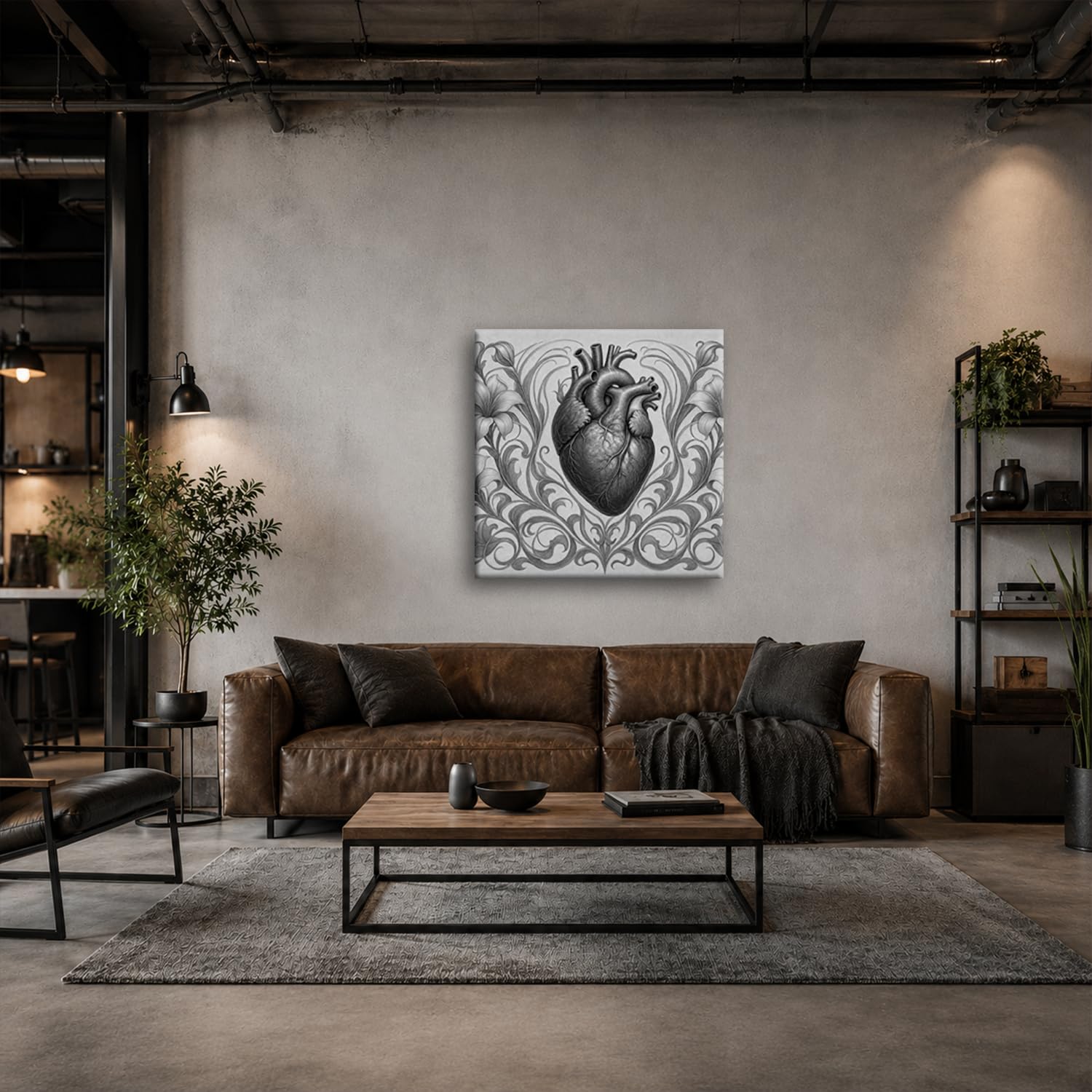 deyoli Obraz na płótnie serce otoczone kwitnącymi liliami 70 x 70 cm