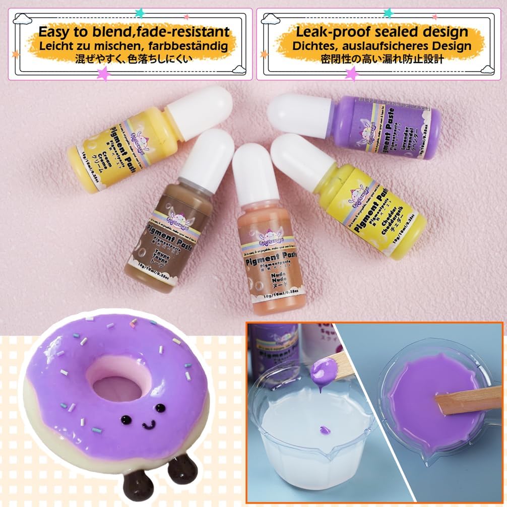 Silicone Pigment Paste 8-Color Taba Squishy Kit Mold Maker Basic Colors