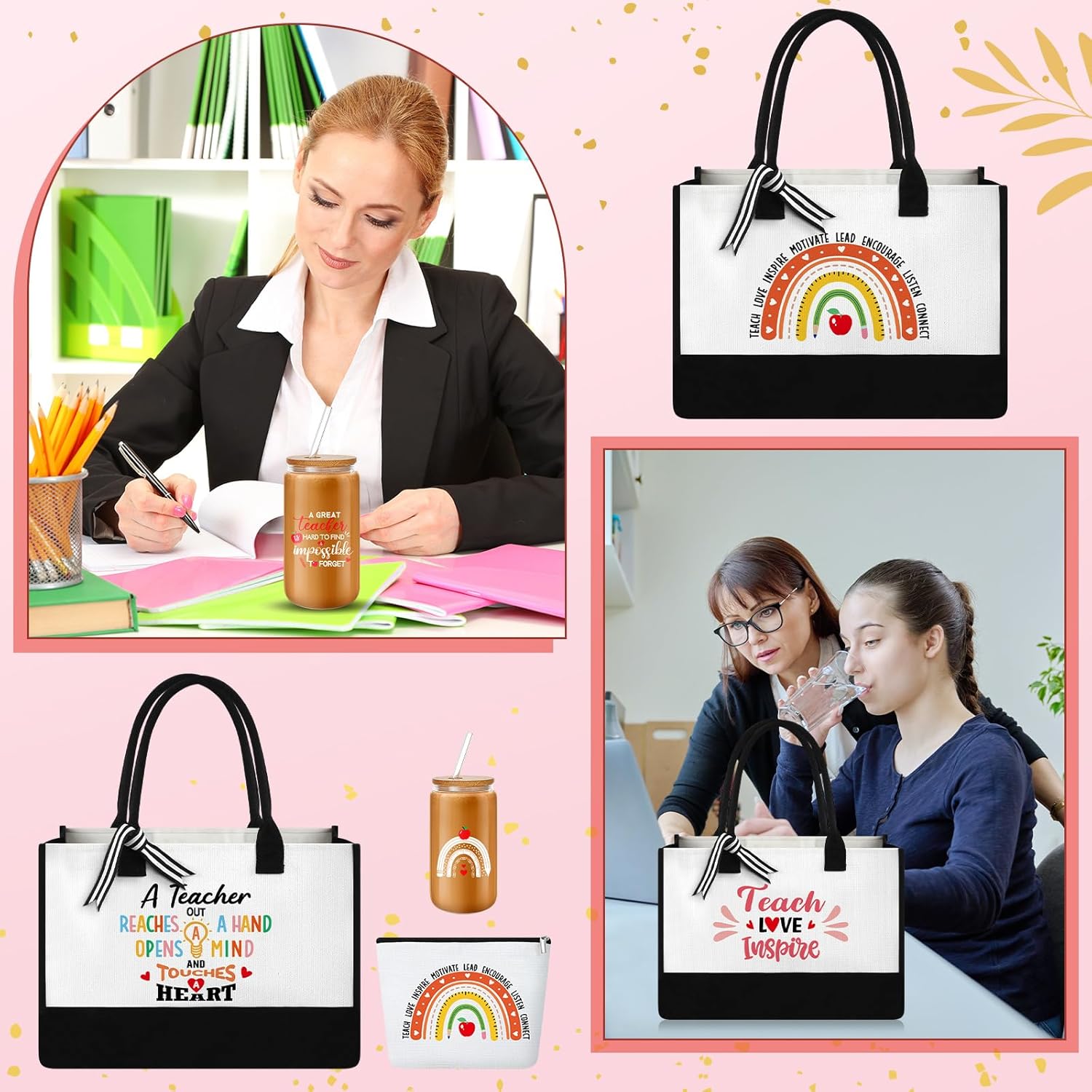 Paterr Teacher Appreciation Gifts for Women Thank You Inspirational Gifts in Bulk for Graduation Tote Bags