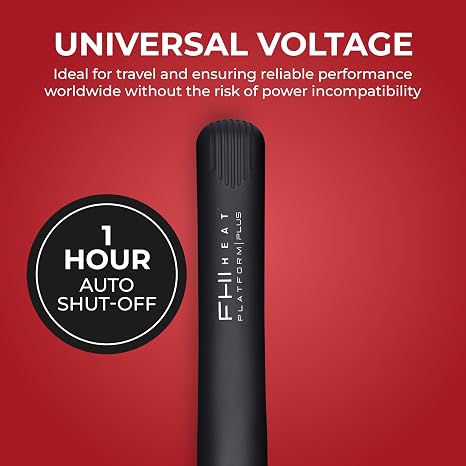 FHI Heat Platform Plus Curve Pro 1 Hair Styler - Ionic Tourmaline Ceramic Straightener Flat Iron for Bouncy Curls or Beach Waves - Adjustable Heat, Auto Shut-Off, and Universal Voltage, 12ft Cord