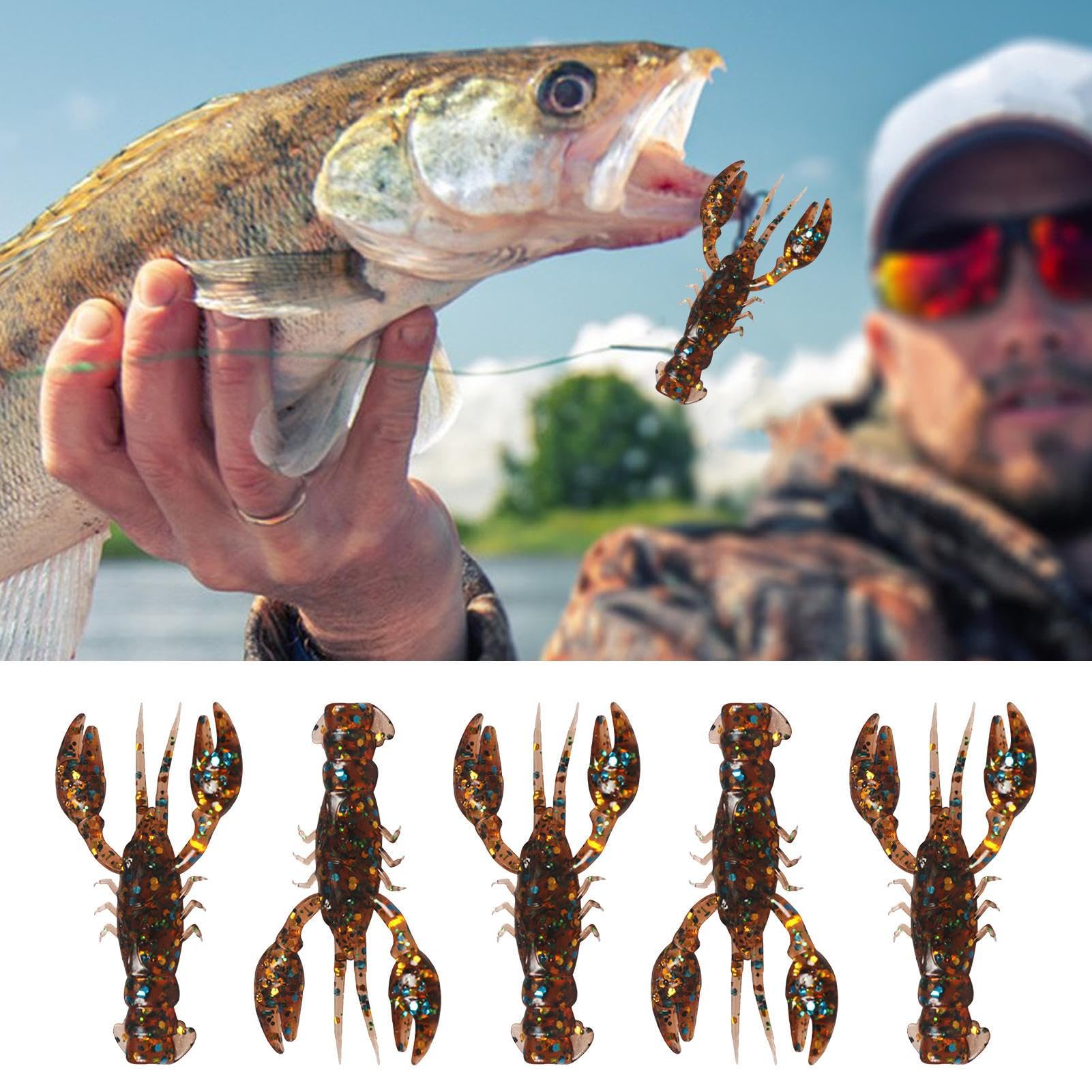 Leurres Souples pour Pêche De La Perche - Leurre Crankbait Écrevisse Réaliste 10 Pièces | Arôme Naturel Leurres Nageurs pour Pêche en Eau Douce Et Salée