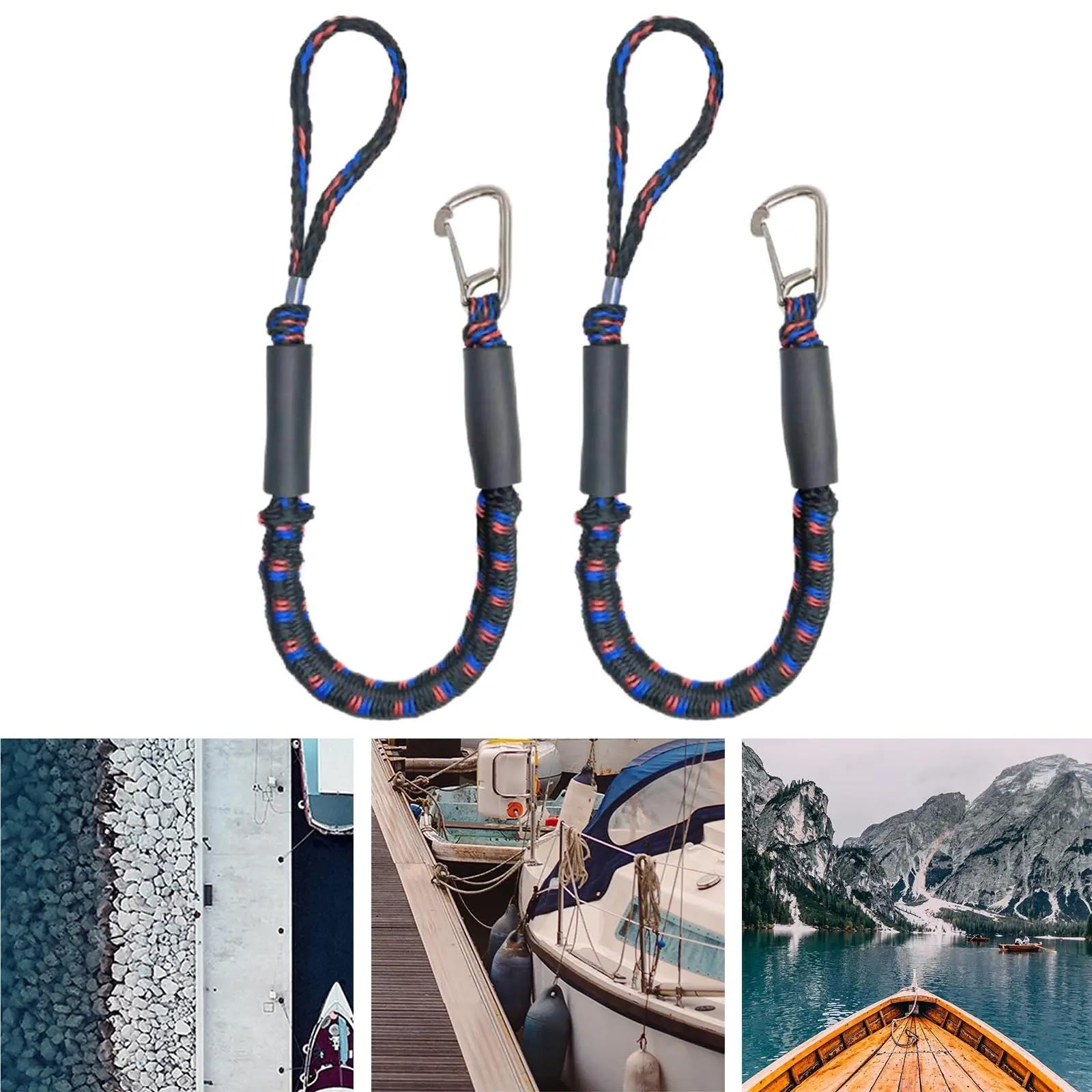 Boots-Anlegeleinen Bungee-Dockingleinen, Bootsseile for Anlegen, Festmacherleine for PWC, Kajak, Wasserfahrzeug, Jetski, Ponton, Kanu-Zubehör(Green 2pcs)