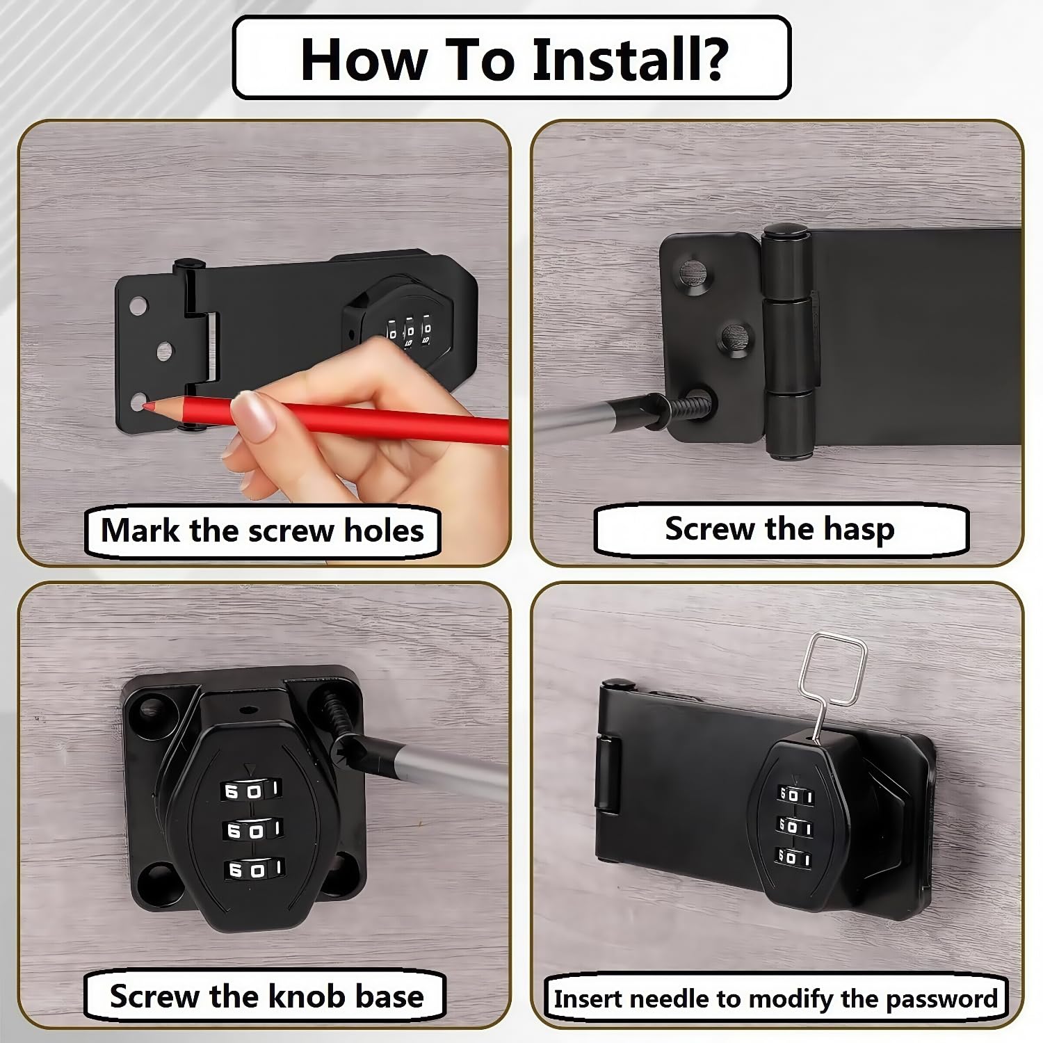Cerradura de Combinación de Puerta Gabinete,Cerradura de Seguridad 3 Dígitos con Tornillo,Cerradura Mecánica con Contraseña,Cerradura de Privacidad para Puertas Armarios Granero Garaje (2PCS Nero)