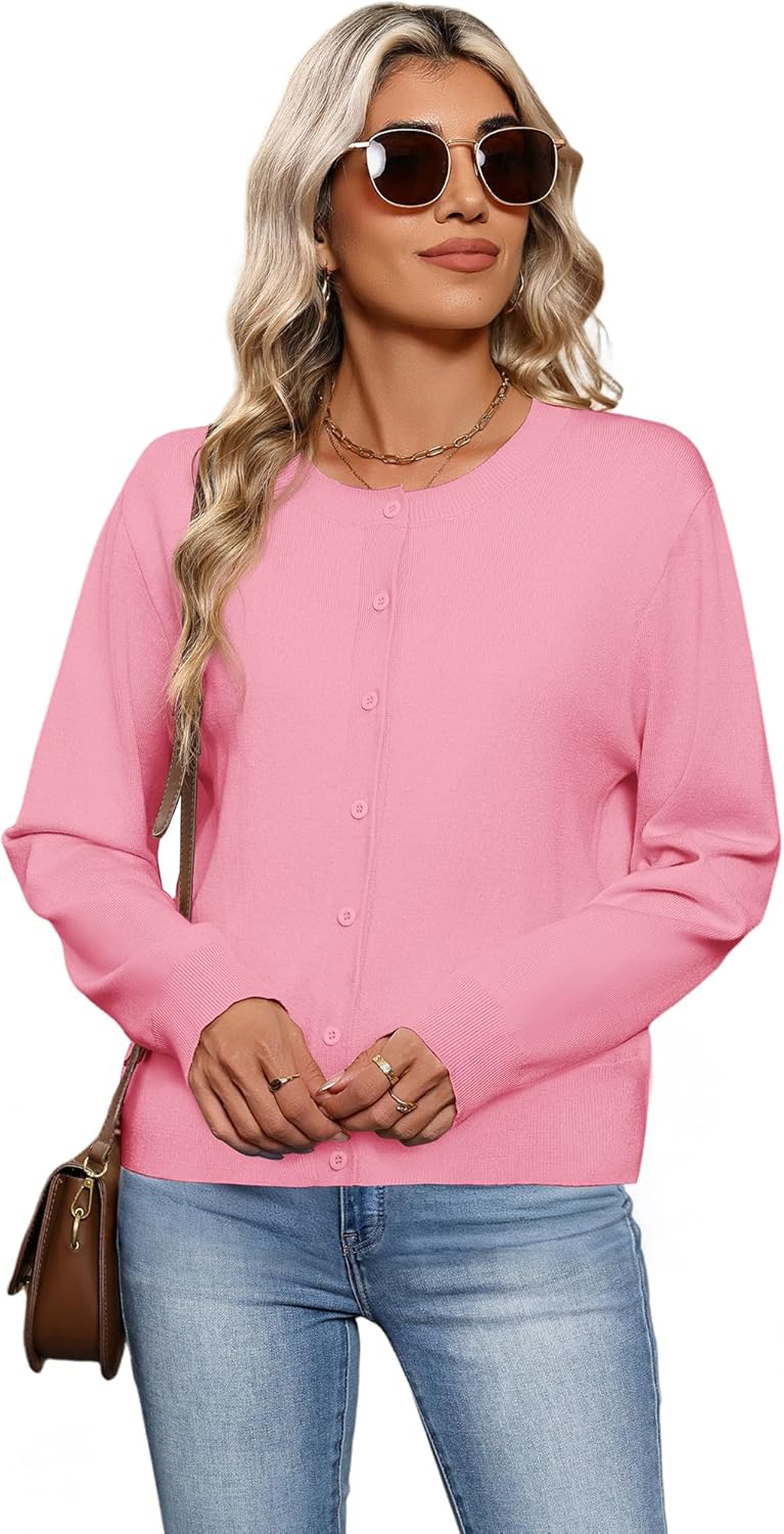Women's Cardigan Sweaters Lightweight Crew Neck Button Down Long Sleeve Spring Outfits Fashion Clothing 2026 - Image 6