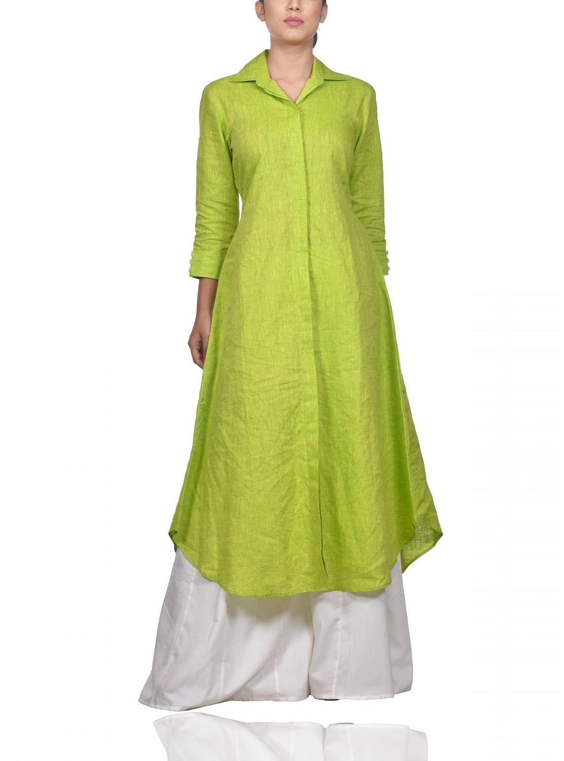 white kurti with green plazo
