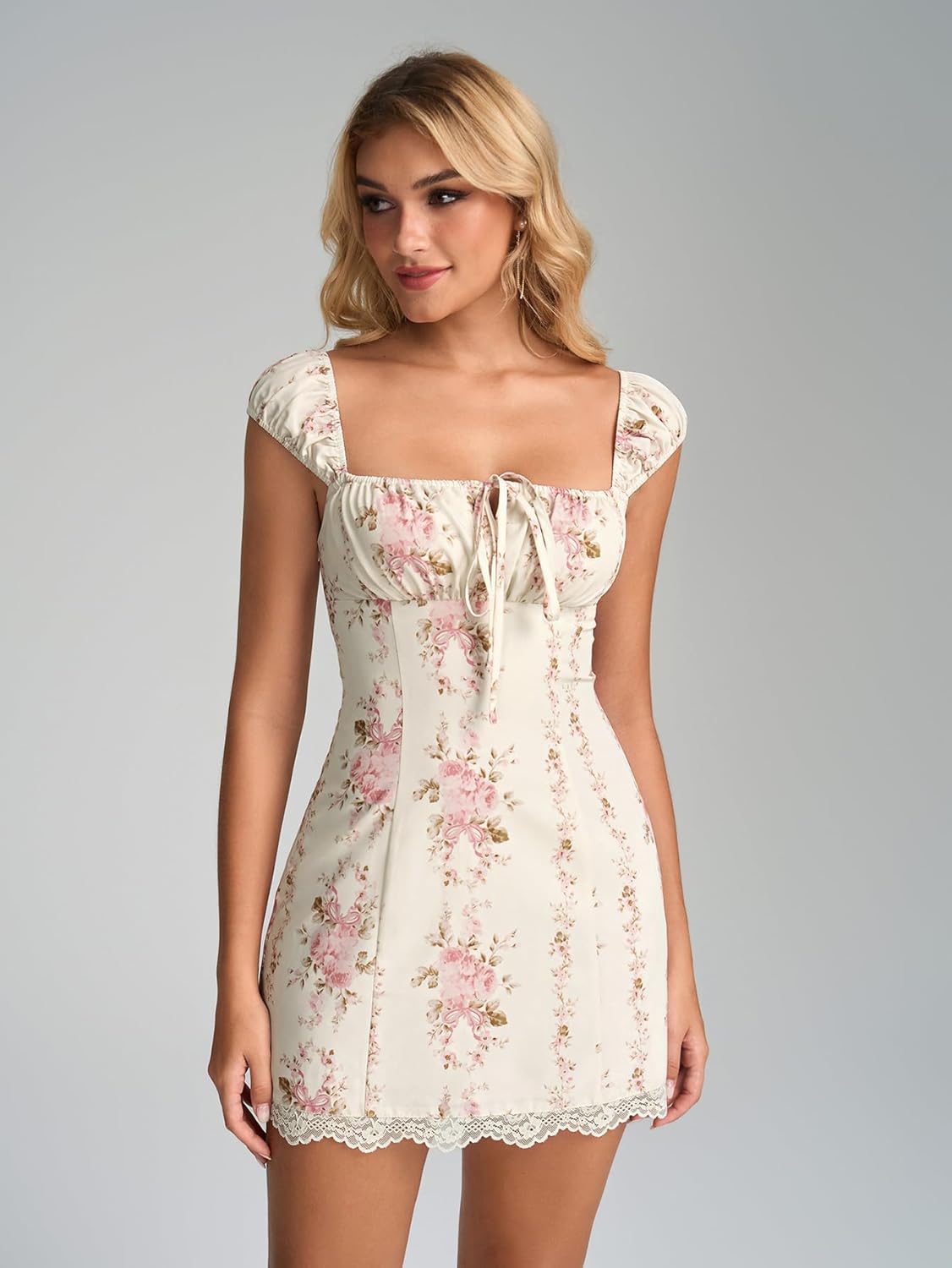 KUTUMAI Vintage Lace Up Floral Corset Mini Dress Cute Summer Short Graduation Dresses for Women 2026 - Image 2