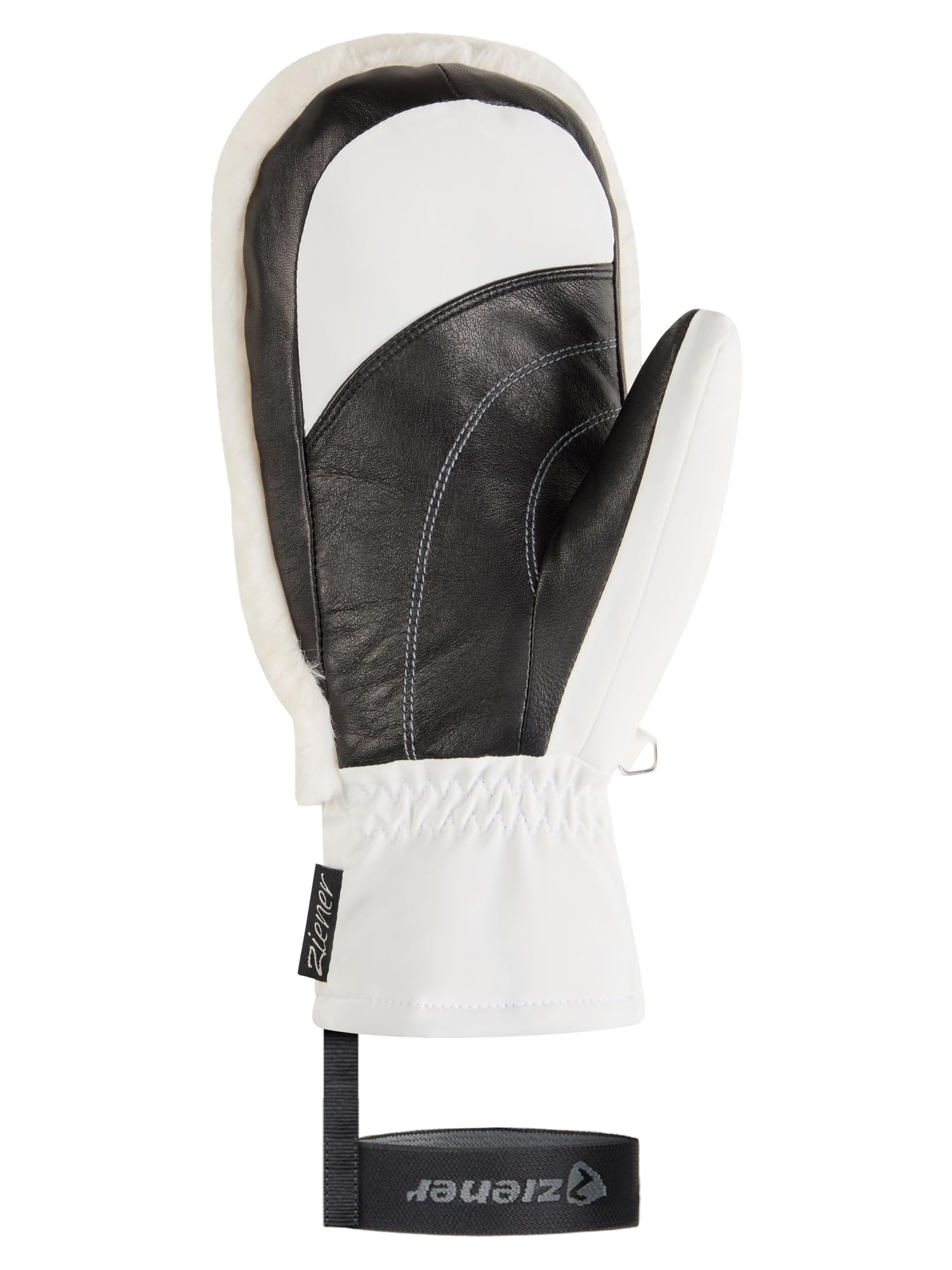 Ziener Damen Katniss-Z Ski-Fäustling/Wintersport | Thermoshield, Lederinnenhand, Kunstfell, White, M