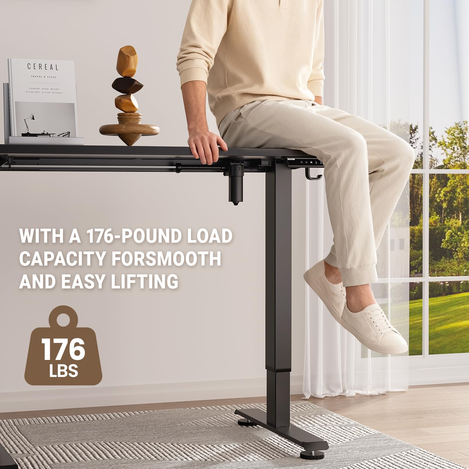 Veken 47 2 Standing Desk Adjustable Height Office Desk with Wood Desktop Computer Table for Home Work Study — view 5