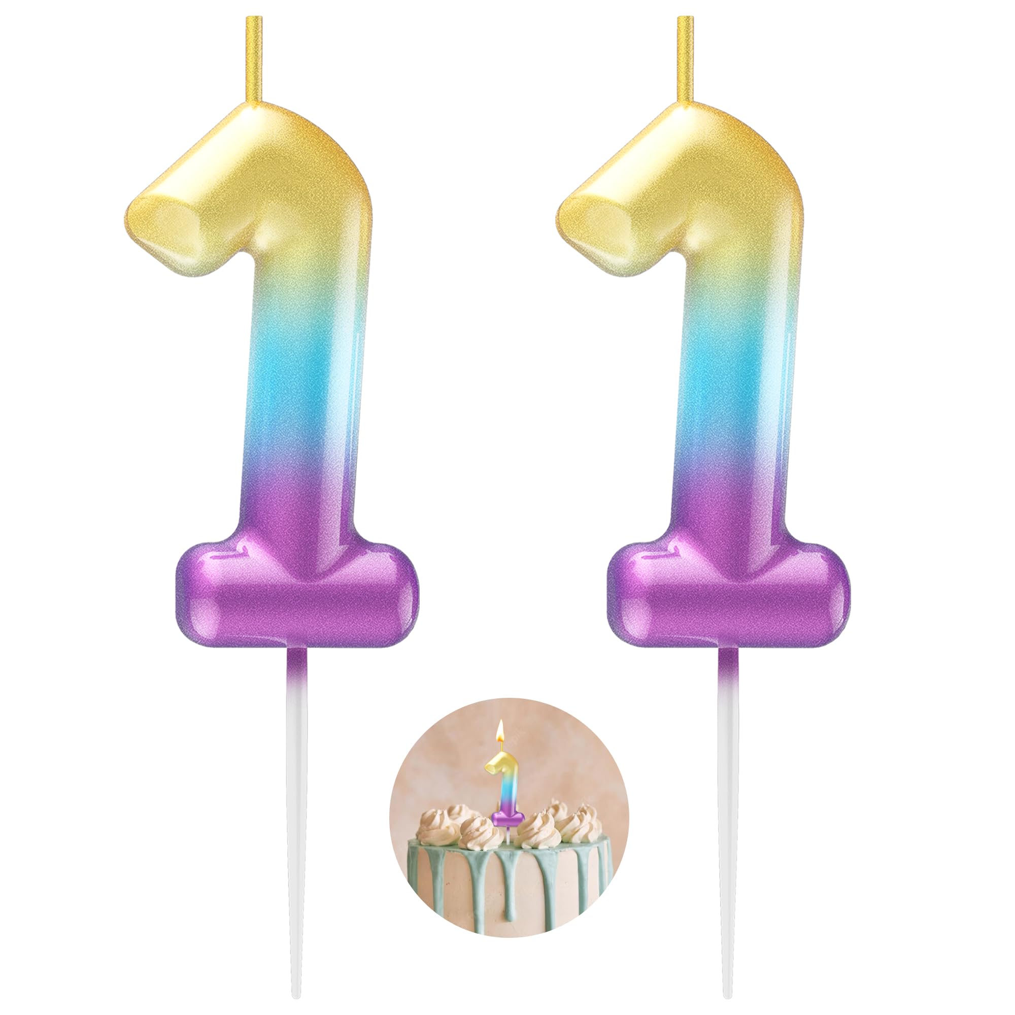 Rainbow Number 11 Candle Happy Birthday 3D Number Candles for Birthday Cake Party Decoration Wedding Anniversary Celebration Supplies