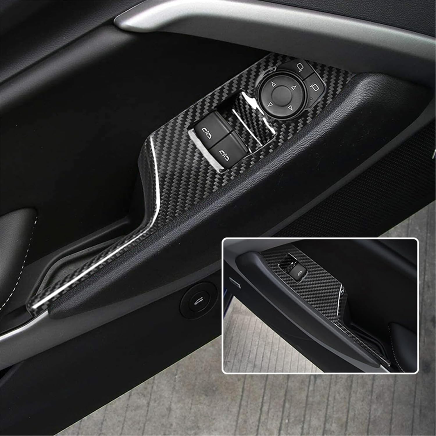 Window Switch Panel Cover Trim For Chevrolet Camaro 2016-2024 Carbon Fiber