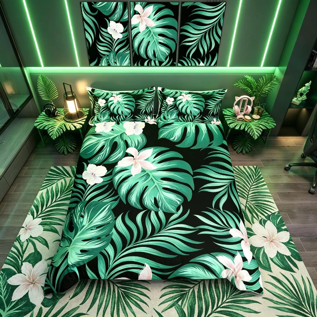 Housse de couette palmier exotique pour une chambre tropicale