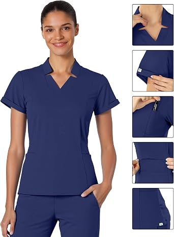Medical Scrubs for Women Set - Slim Fit V-Neck Nurse Uniform Top & Soft Relaxed Scrub Pant for Women with 9 Pockets