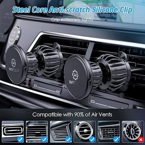 Miniatura 3 de WixGear Paquete de 2 soportes magnéticos universales para ventilación de aire para automóvil, soporte de teléfono para teléfono para teléfonos