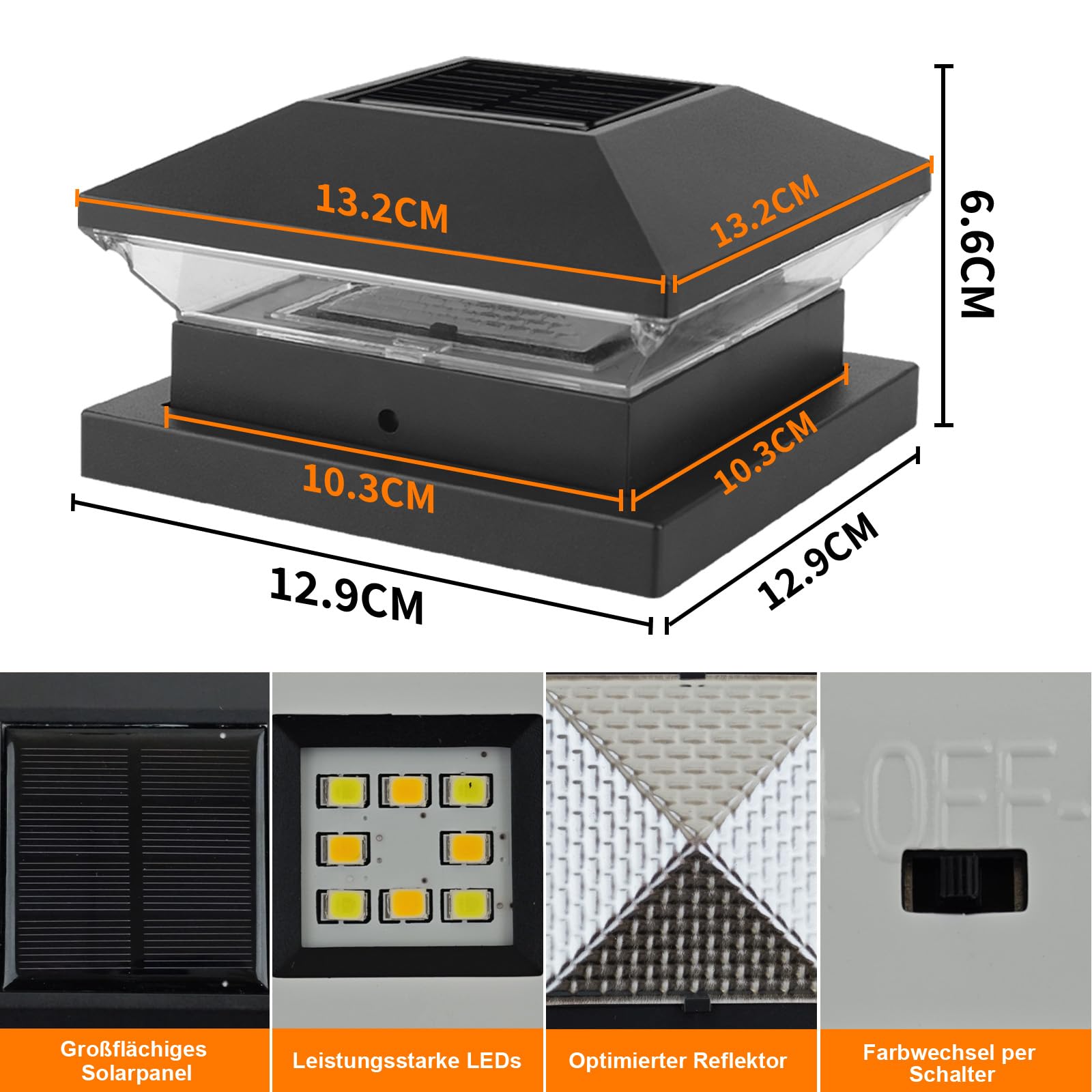 NATPOW LED Solar Pfostenkappe 9x9 10x10 IP65 Wasserdicht Warmweiß Kaltweiß 4 Stück