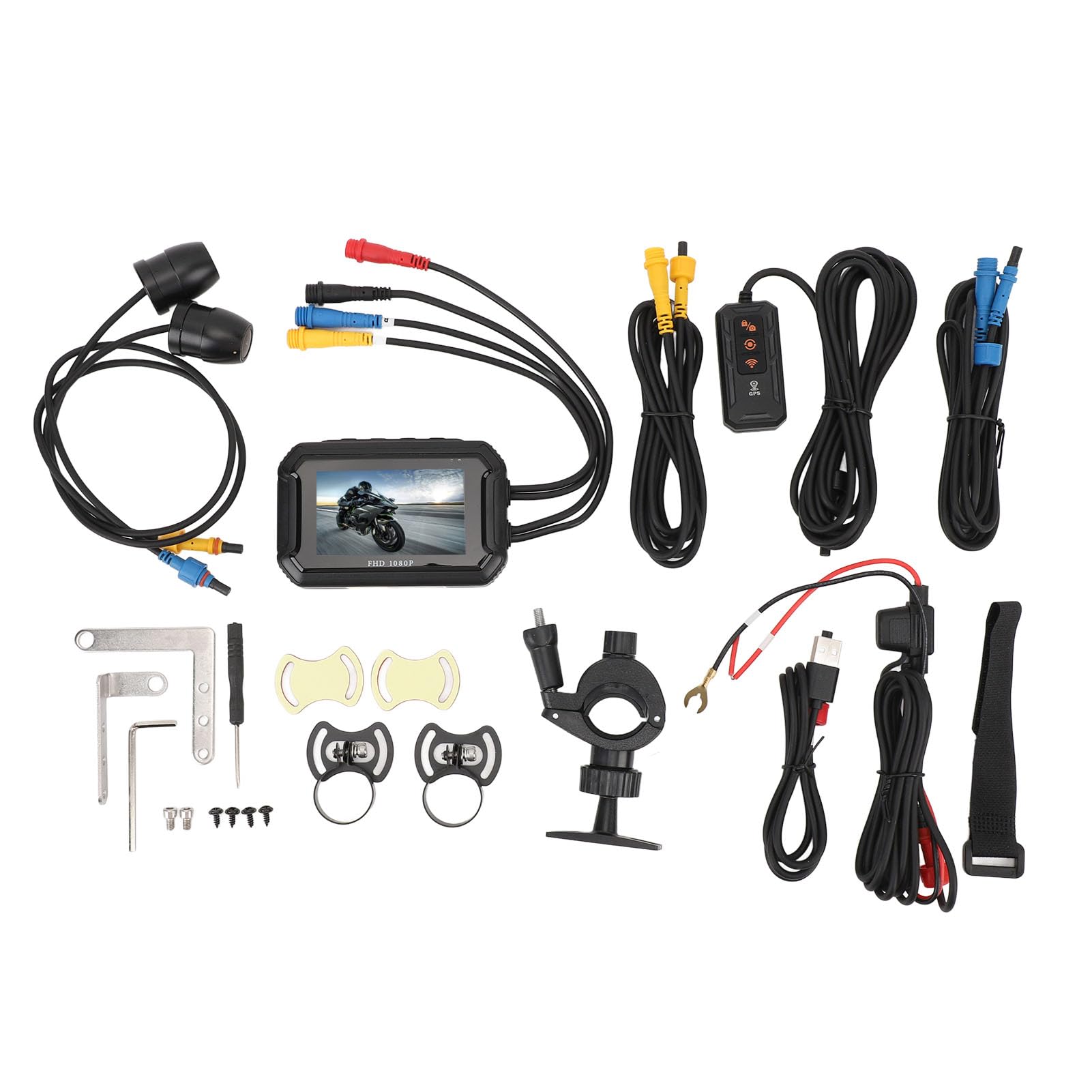 Cámara para Salpicadero de Motocicleta, 1080P, Grabación Dual Delantera y Trasera, Visión Nocturna, Pantalla Táctil IPS de 3 Pulgadas, IP67, Resistente Al Agua, para ATV, UTV,