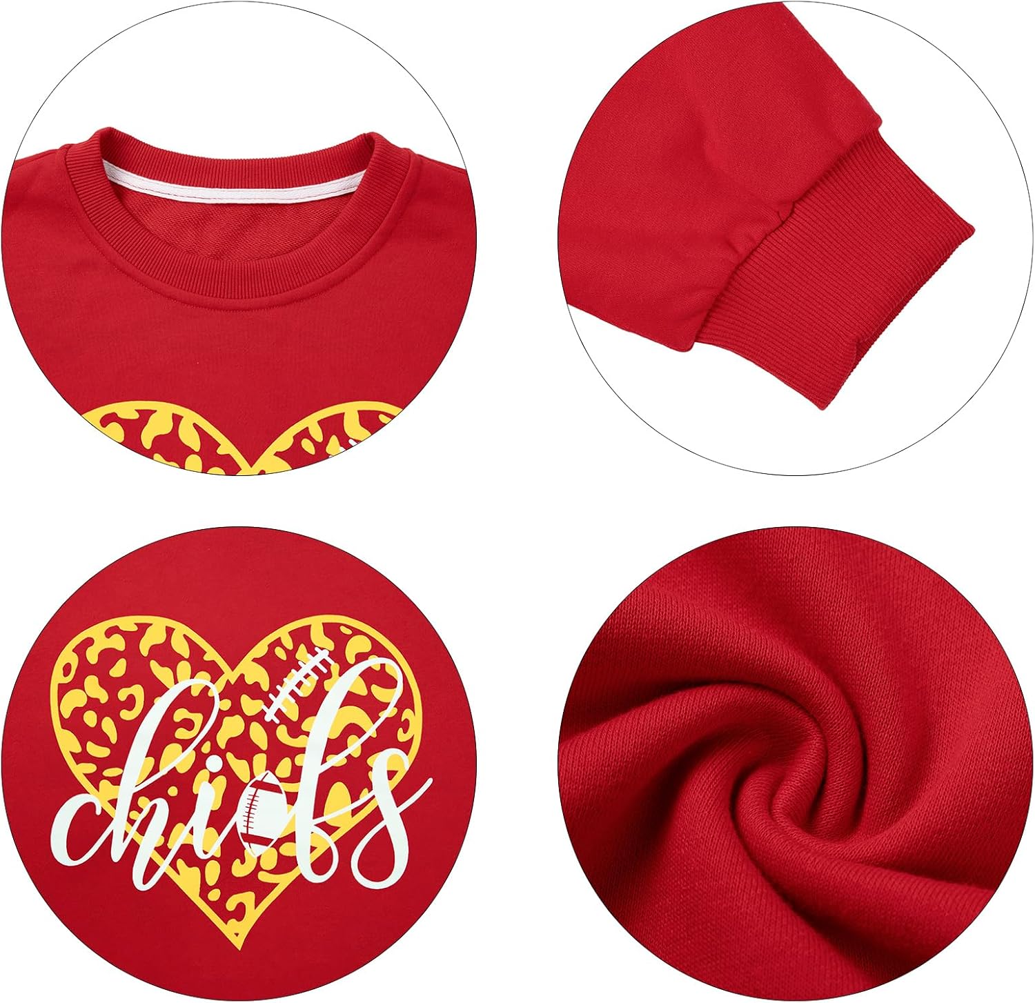 LUKYCILD Game Day Sweatshirts for Women Football Sweatshirt Team Fans Pullover Shirt Heart Graphic Crewneck Long Sleeve Tops - Image 6