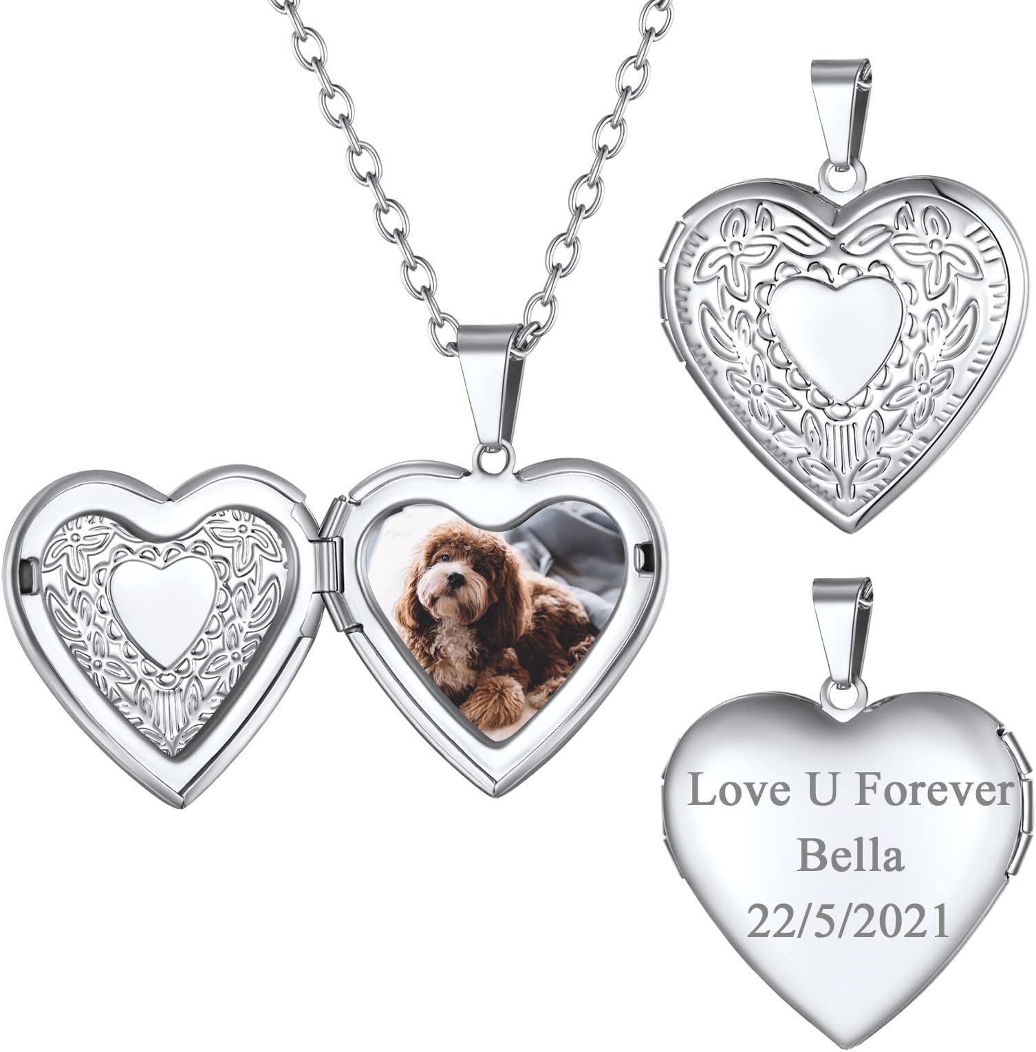 FindChicPersonalized Locket Necklace, Photo Necklace Customized Picture Pendant NecklaceRecycled Claim Standard Blended