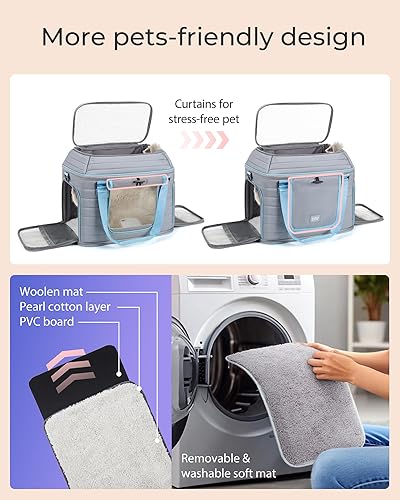 Vista 16 de Transportador expandible para perros y gatos: transportador de mascotas de lados suaves aprobado por aerolíneas, grande, pequeño, mediano, plegable