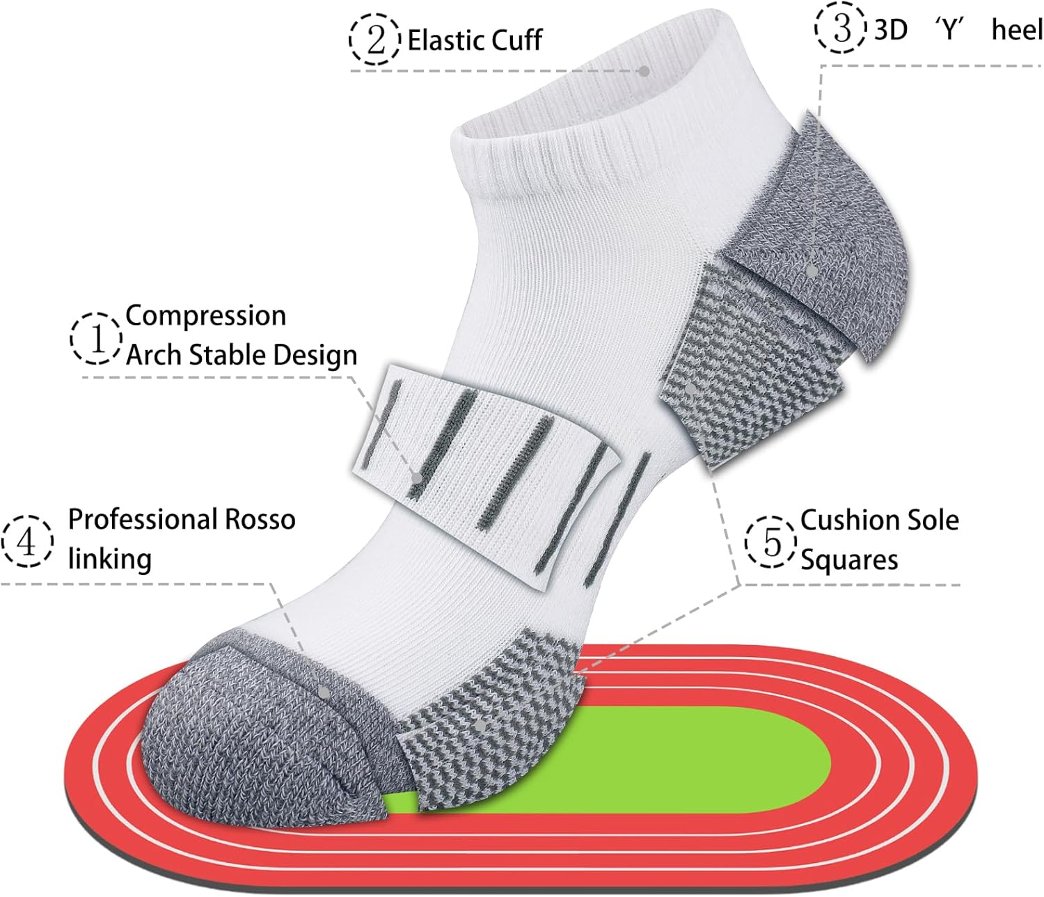 Heatuff Men's Athletic Ankle Socks Moisture Wicking Cushion Sports Running Low Cut Sock (8 Pairs) - Image 2