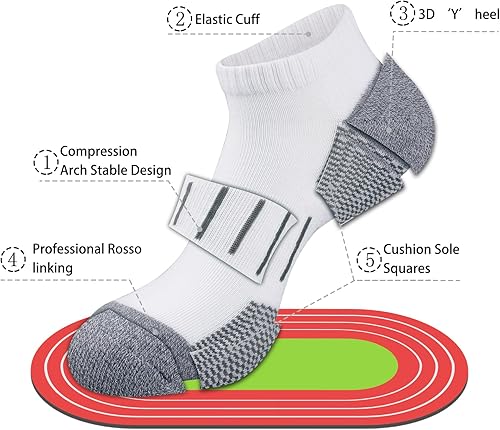 Miniatura 2 de Heatuff Calcetines tobilleros atléticos para hombre que absorben la humedad, calcetines de corte bajo (8 pares)