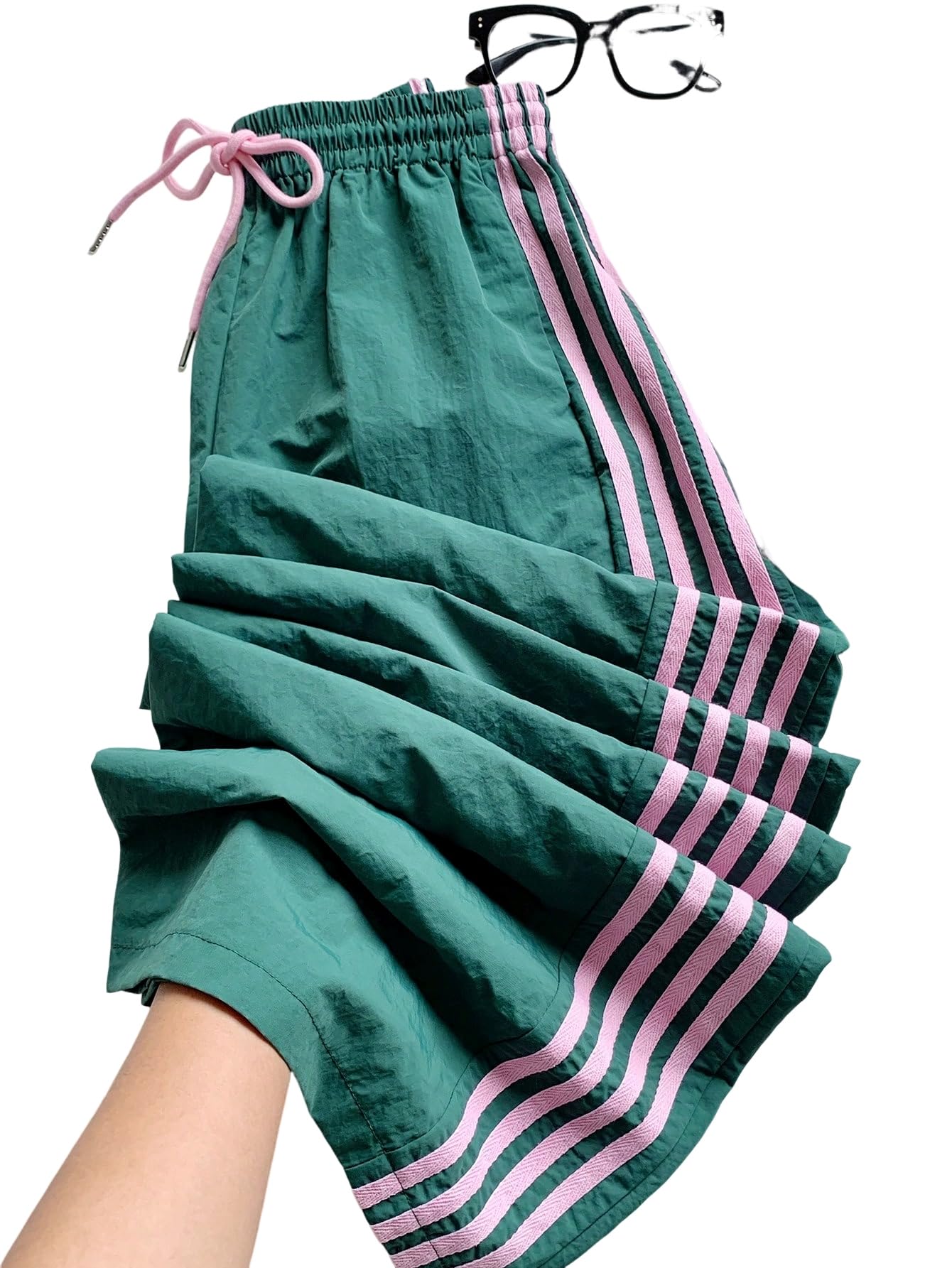 ZAFUL Womens Colorblock Straight Casual Pants Drawstring Contrast Elastic Waist Loose Pant Side Striped Lounge Trouser