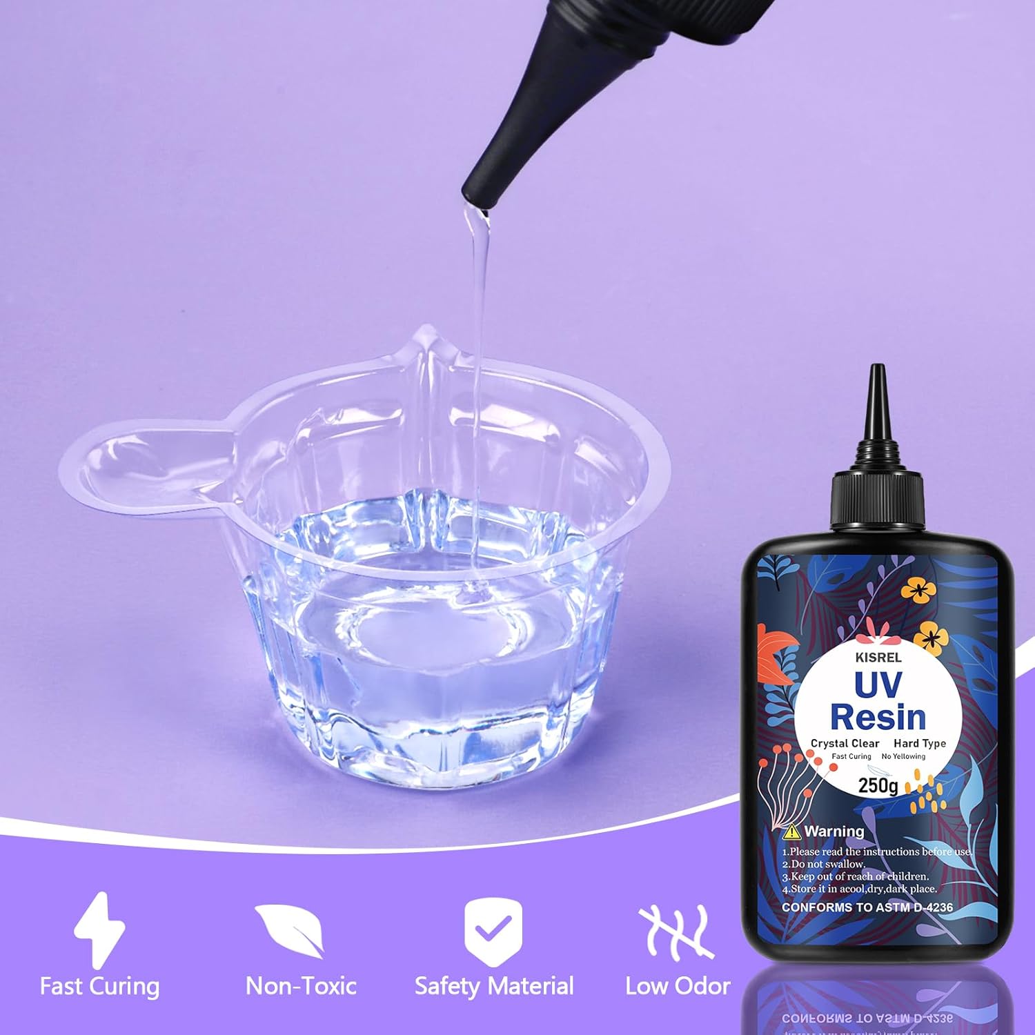 KISREL 500g UV Resin with Large Double-Sided Light, 24 Lamp Beads UV Resin Kit, Hard Type Crystal Clear Resin for Craft Jewelry Making - Image 3