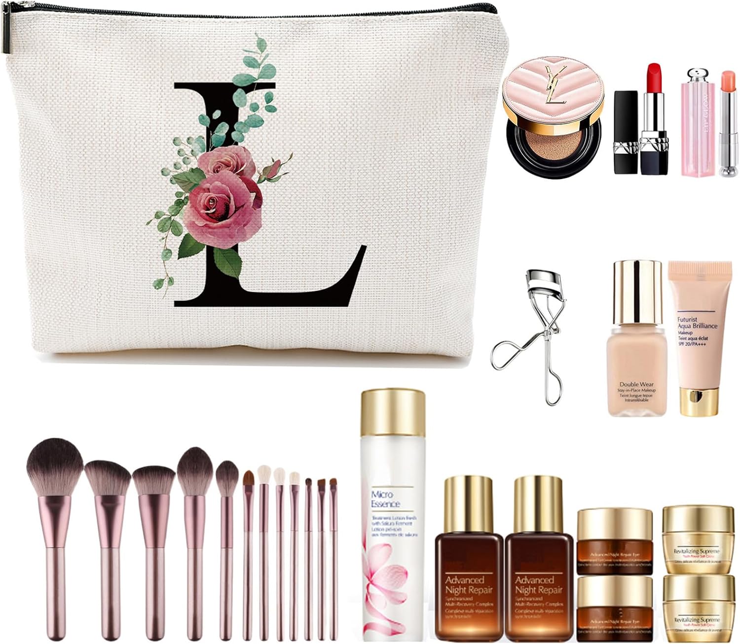 Initial A-Z Personalized Letter Makeup Bag, Monogrammed Bridesmaid Gifts/Presents Cosmetic Bag, Portable Stationery Storage Organizer Pouch, Friendship Love Travel Makeup Bags - Image 4