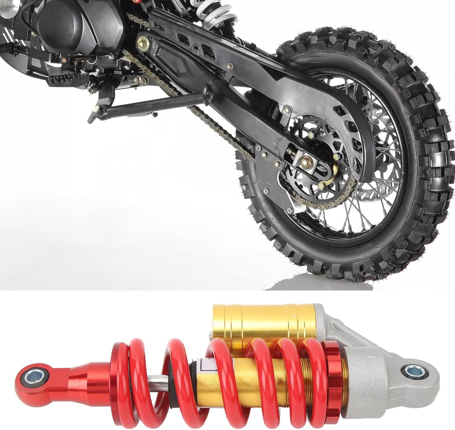 Rear Shock, 270mm Adjustable Spring Shock Absorber Suspension Damper Strut for 90cc-250cc Dirt Pit Bike ATV Quad Go Kart