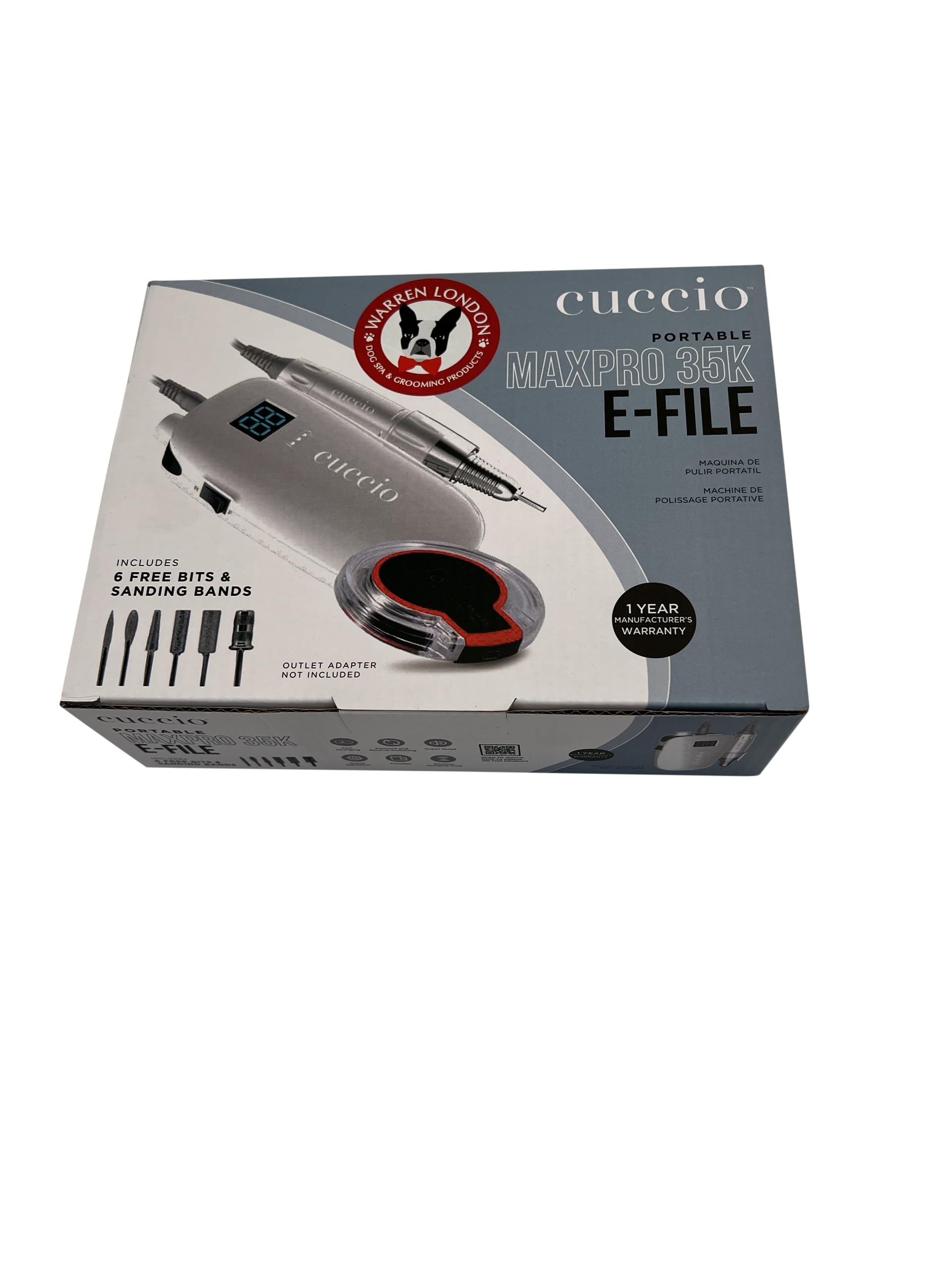 Warren London MaxPro 35K Dog Nail Grinder – 35,000 RPM Pro-Grade E-File w/ 6 Diamond & Sanding Bits, Quiet Low-Vibration Motor, Reversible Rotation, Corded/Cordless USB Fast-Charge - image 6