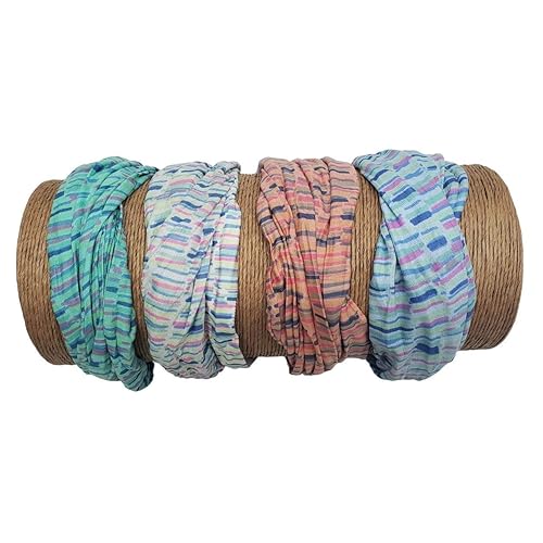 Bamboo Trading Company Diademas anchas bohemias, juego de 4 divertidos estampados a rayas, 16 pulgadas de largo x 9 pulgadas de ancho, tonos coral,