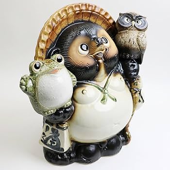 Amazon.co.jp: 信楽焼 11号ふくろう・蛙持ち狸 しがらきハンカチ