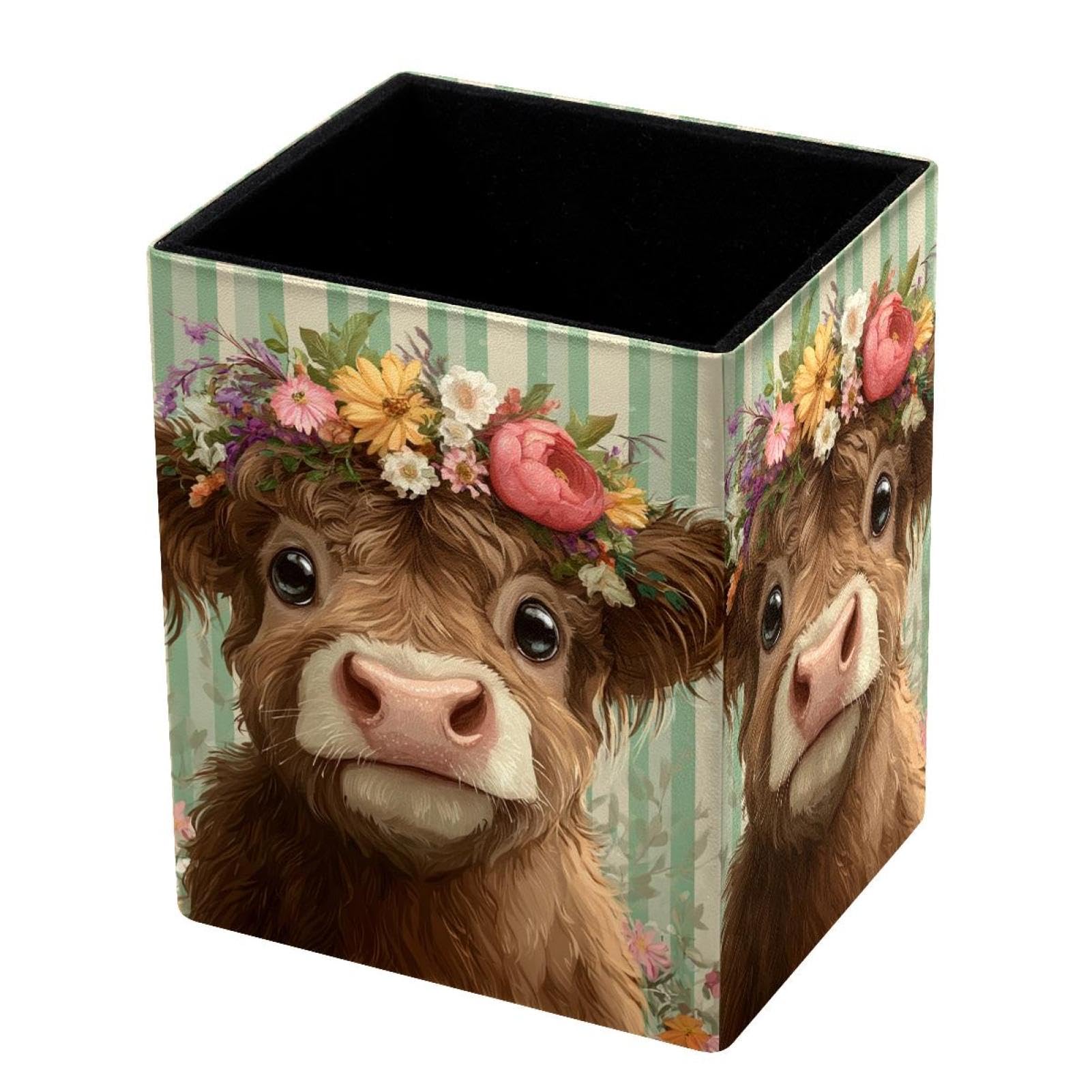 VAPOKF Pencil Holders for Desk, Highland Cow Printed Pen Holders Pen Pot Makeup Brushes Storage Desktop Stationery Supplies Organiser for Home Office