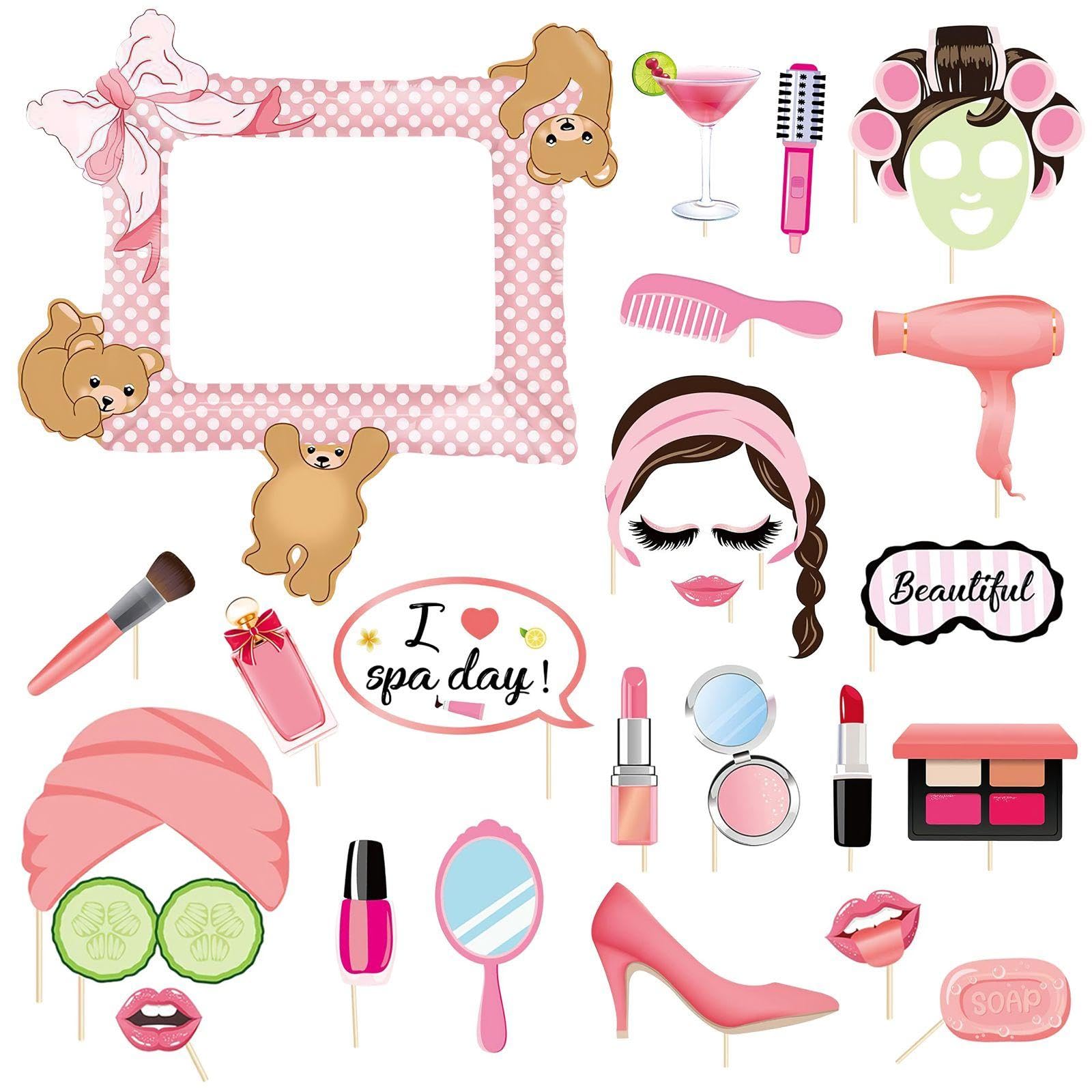 Nidhfg Mixed Color 25 Photo Props And 1 Photo Frame-Shaped Balloon, Creative And Fun Props, Party Supplies.