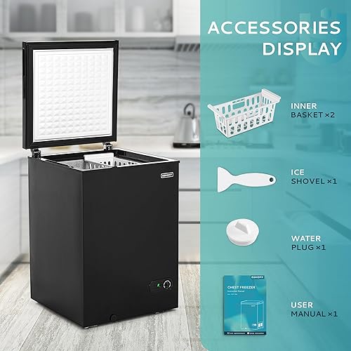 Miniatura 7 de Euhomy - Refrigerador miniatura con congelador 32 pies cúbicos refrigerador miniatura con congelador refrigerador de dormitorio con congelador de 2