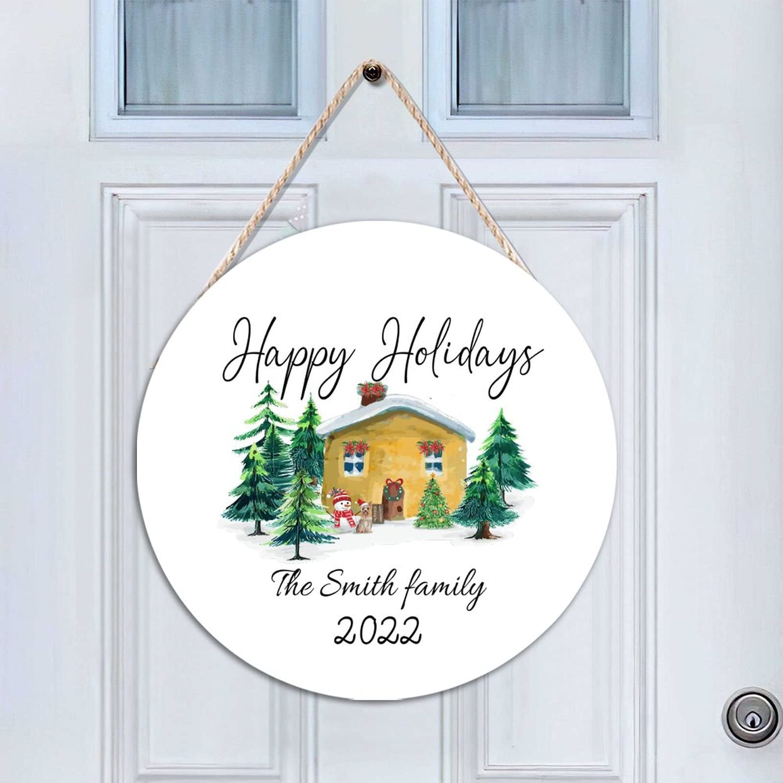 Plaques en bois a suspendre au sapin de Noel et pour porte entree 35cm