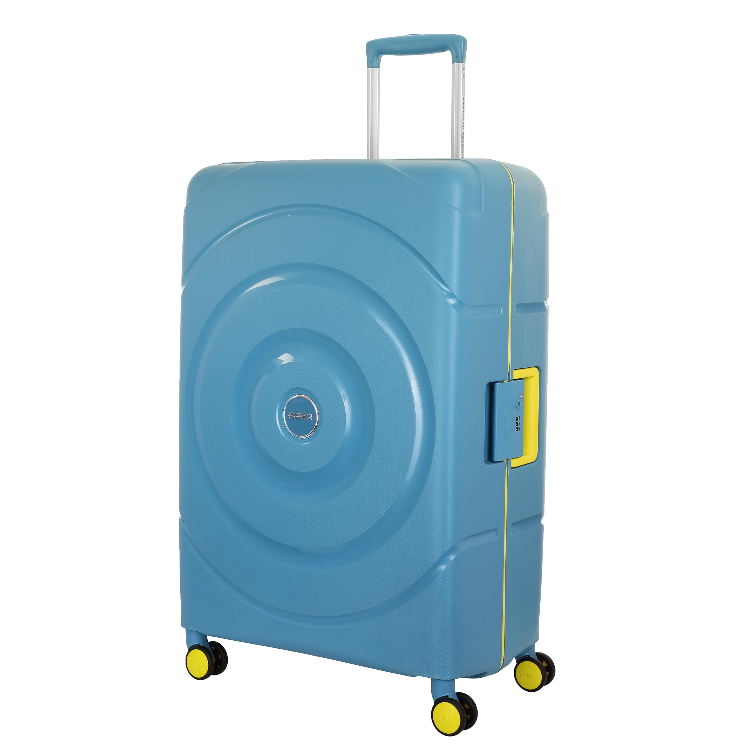 Polypropylene Circurity+ 77 Cm 8 Wheel with 3 Point TSA Lock Hard Trolley Bag for Travel|Small Suitcase Double Wheels & Flexi Packing Straps for Men & Women-Larkspur,Blue-image-25