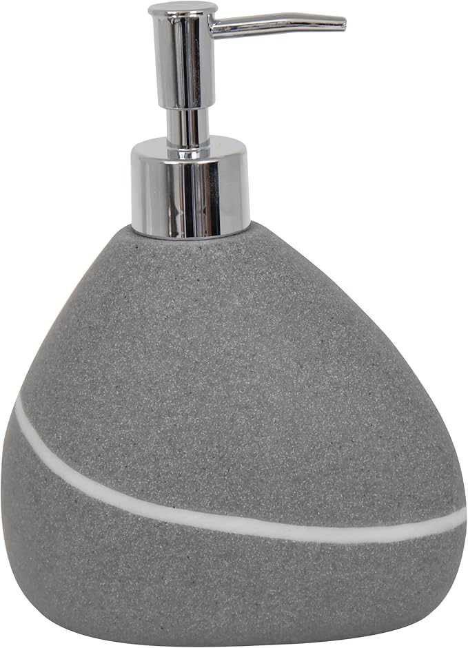 MSV Seifenspender Flüssigseife „Zen“ aus Polyresin in Stein-Optik Grau