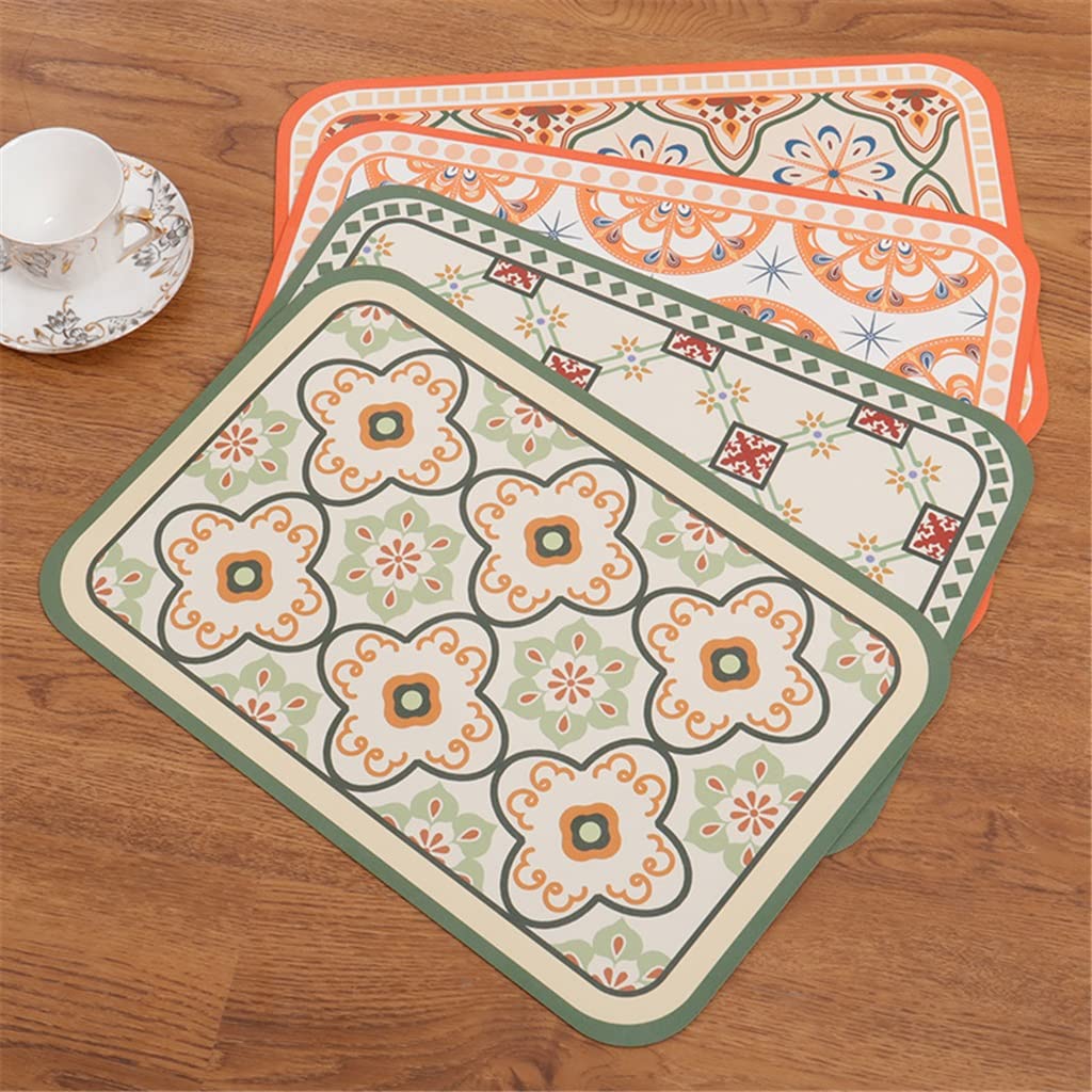 6 Pcs Retro Cuir Western Napperon Restaurant Table Tapis Vaisselle Pad Isolation Thermique Cuisine Accessoire (Color : F) HGCHH