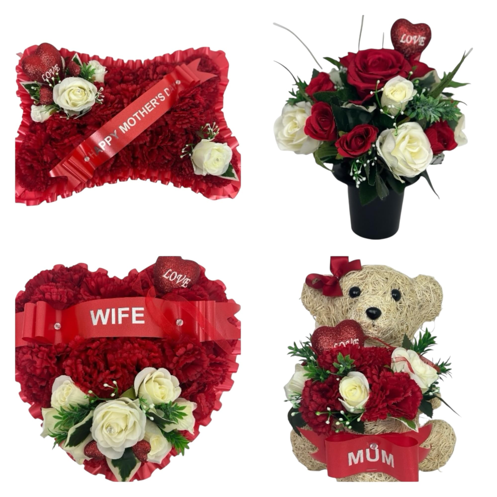 beautiful bouquets Funeral Flowers Wreath Heart Mother's day flowers Memorial Tribute Artificial tribute mum, dad, gran, nan