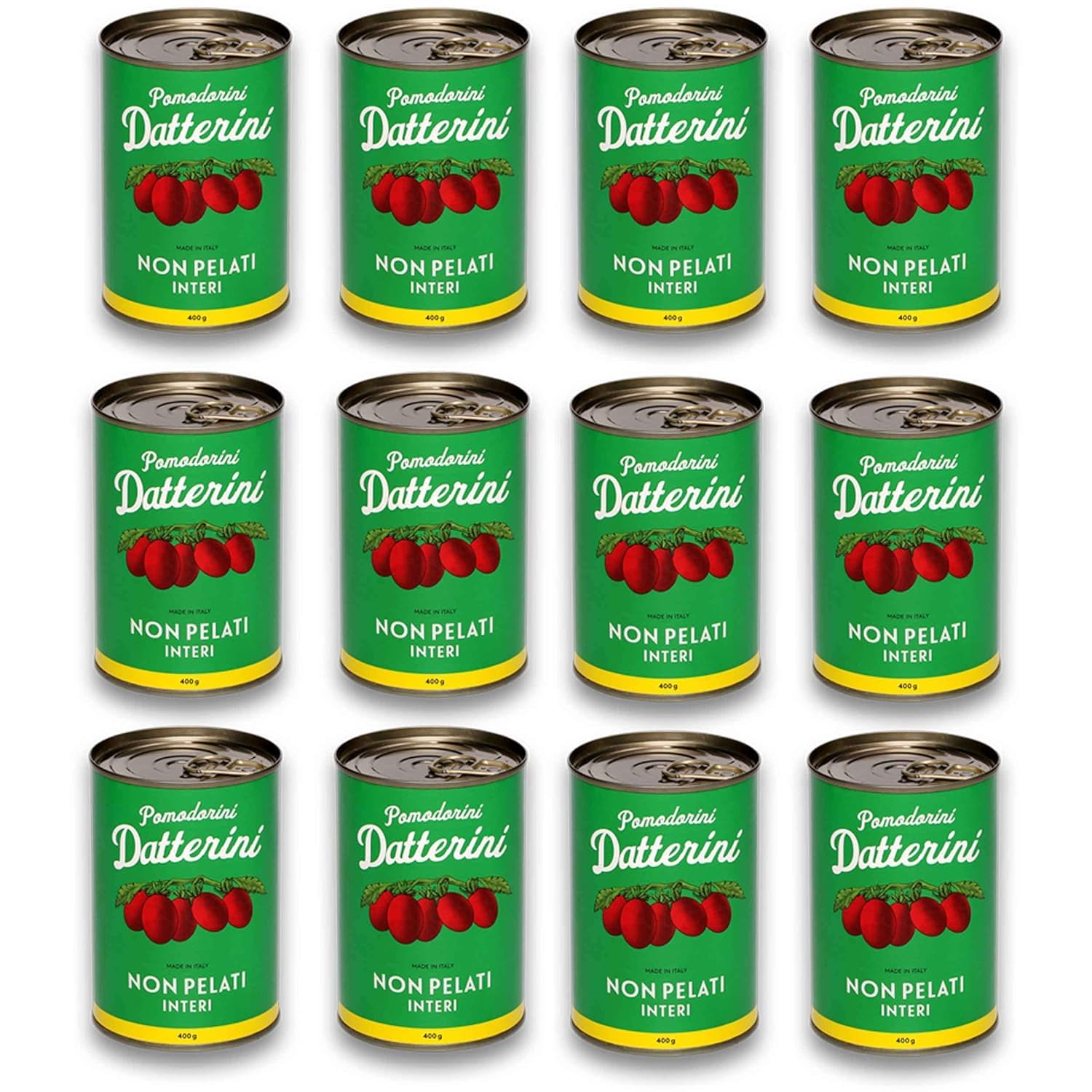 Sapor Design SAN MARZANO Tomaten aus Italien | Die besten Tomaten der Welt im Set | Dosentomaten, San Marzanos | Viele Varianten (Datterini Vintage (Grün), 12 Dosen)