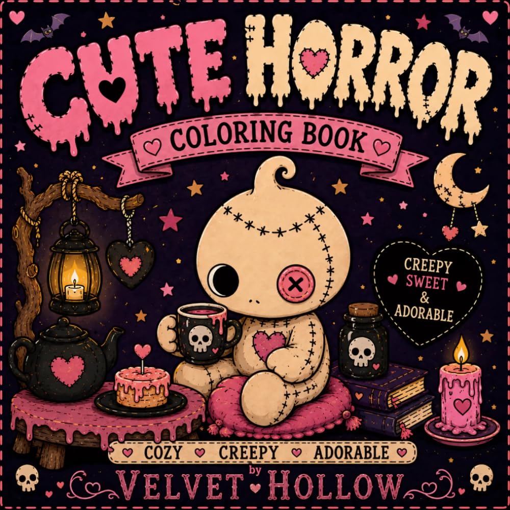 Cute Horror Coloring Book: Creepy Sweet and Adorable Coloring Pages for Teens and Adults