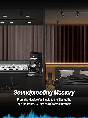 Miniatura 5 de Mollywell Wood Panels for Wall, Time-Saving Installation, Versatile Wood Slat Wall Decor, Enhanced Acoustic & Sound Proof Fluted Design for Home &