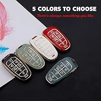 Vista 5 de Funda para llave de coche Hyundai, compatible con Hyundai Sonata Santa fe Tucson 2019-2022 con 7 botones, llave inteligente de TPU de 360 grados