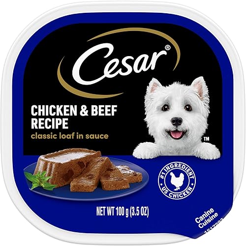CESAR Wet Dog Food Classic Loaf - Comida húmeda suave para perros adultos en salsa, receta de pollo y carne de res, (24) 3.5 onzas bandejas fáciles disponible en Yaxa El Salvador