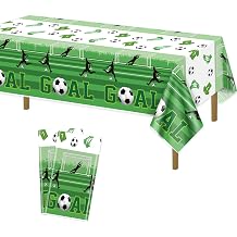 2 Pack Soccer Party Tablecloths - Disposable Plastic Soccer Theme Table Cover for Kids Soccer Themed Birthday Party Decorations, 51 x 86 Inches