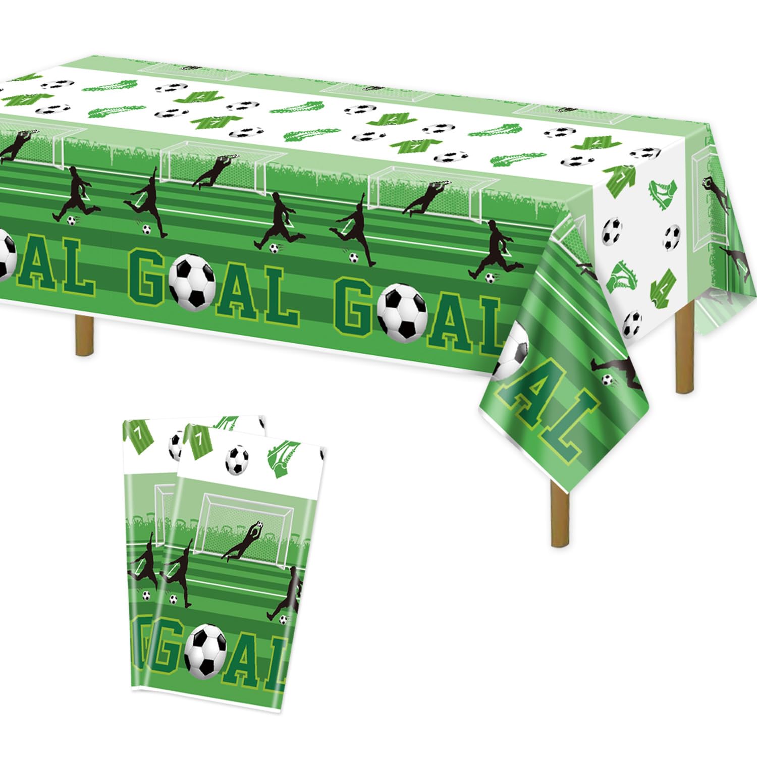 Hegbolke 2 Pack Football Party Tablecloths - Rectangular Waterproof Football Theme Table Cover for Kids Football Themed Birthday Party Decorations, 220x130cm