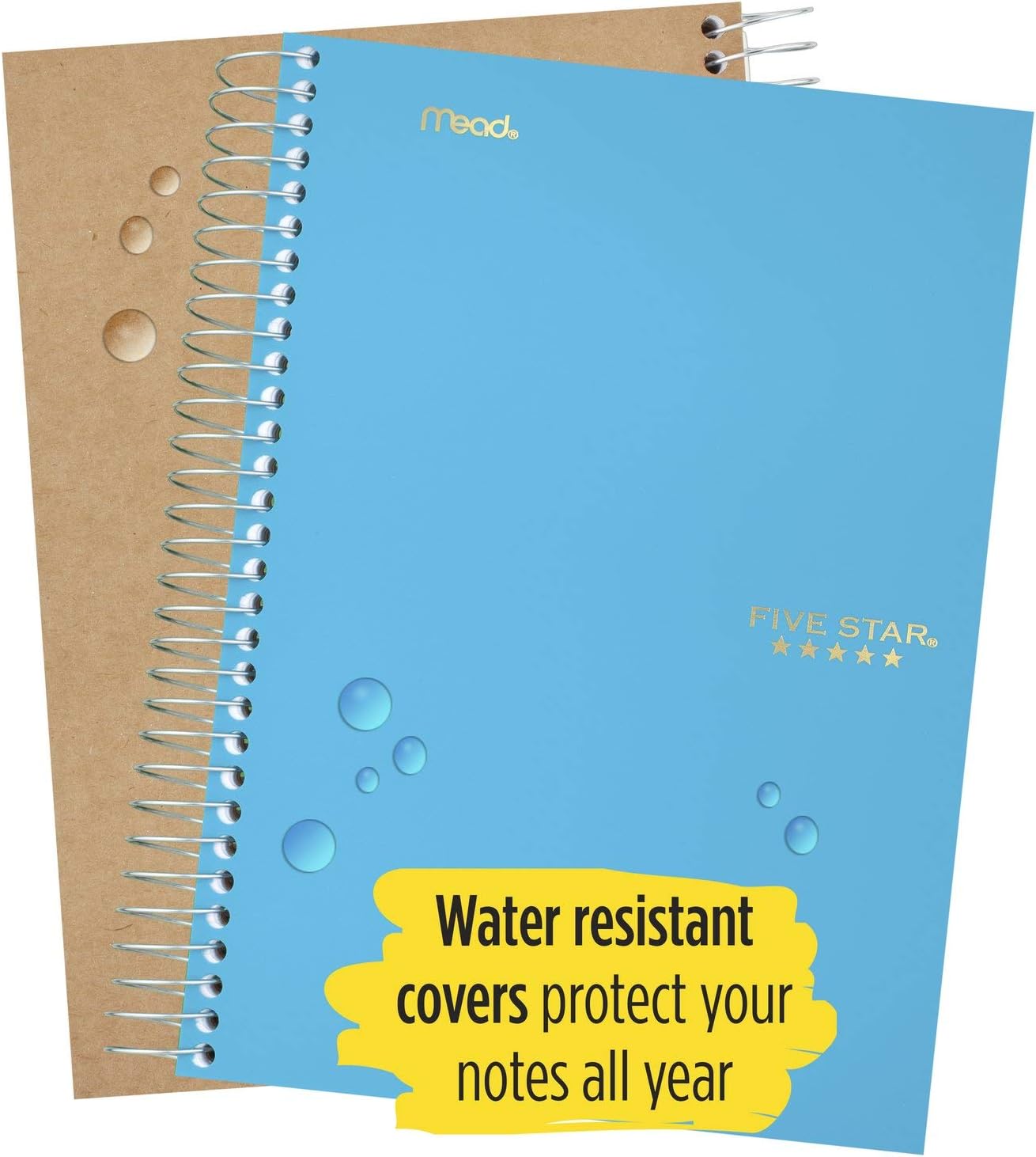 Five Star Spiral Notebook, 5 Subject, College Ruled Paper, 9-1/2" x 6", Blue (73659)