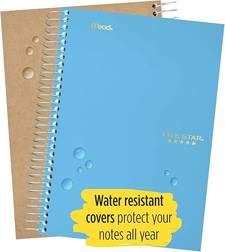 Miniatura 4 de Five Star Cuaderno en espiral 5 sujetos papel con reglas 96in x 60in azul 73659